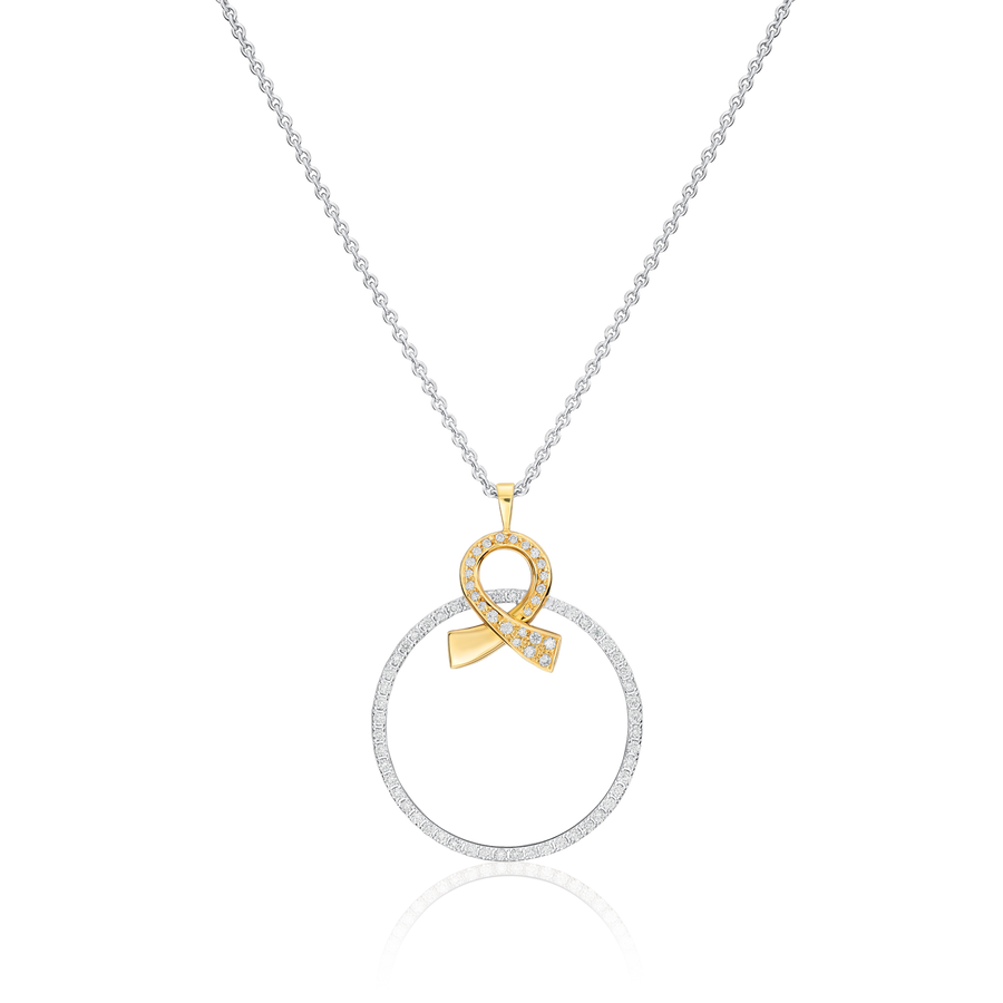 Infinity Diamond-Set Circle Ribbon Pendant