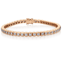 18ct Rose Gold Diamond Line Bracelet