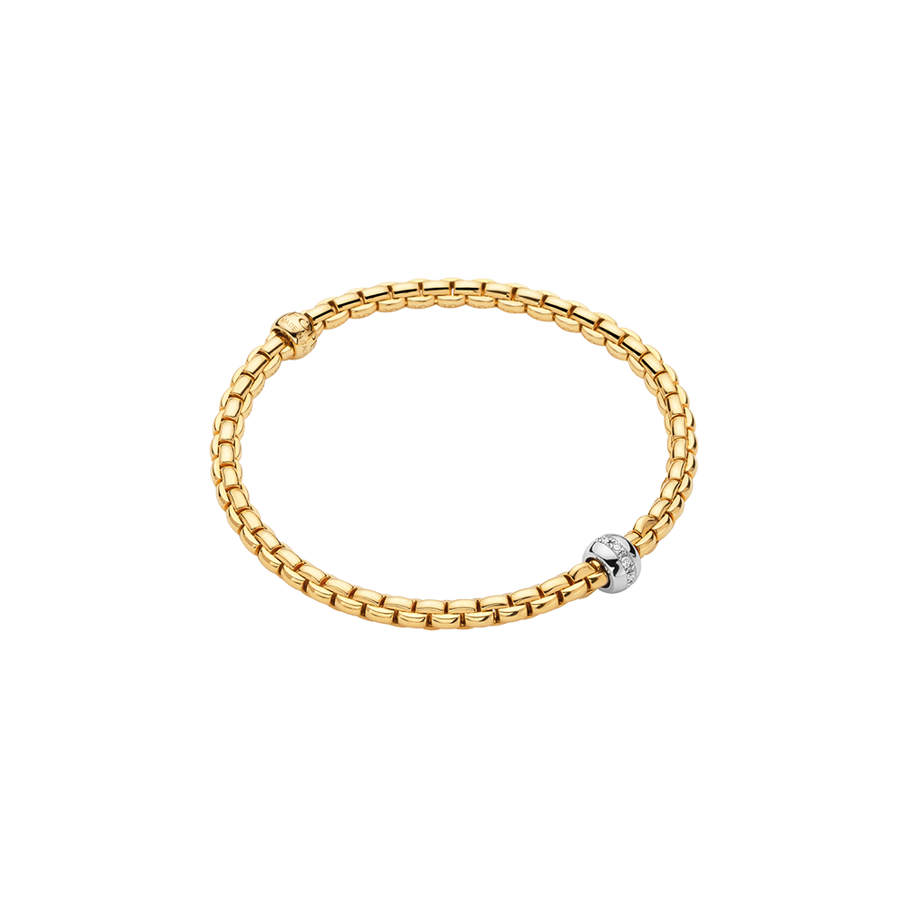 Eka 18ct Yellow Gold Bracelet with Diamond Set Rondel
