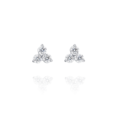 Trefoil 0.90cts Diamond Platinum Earrings