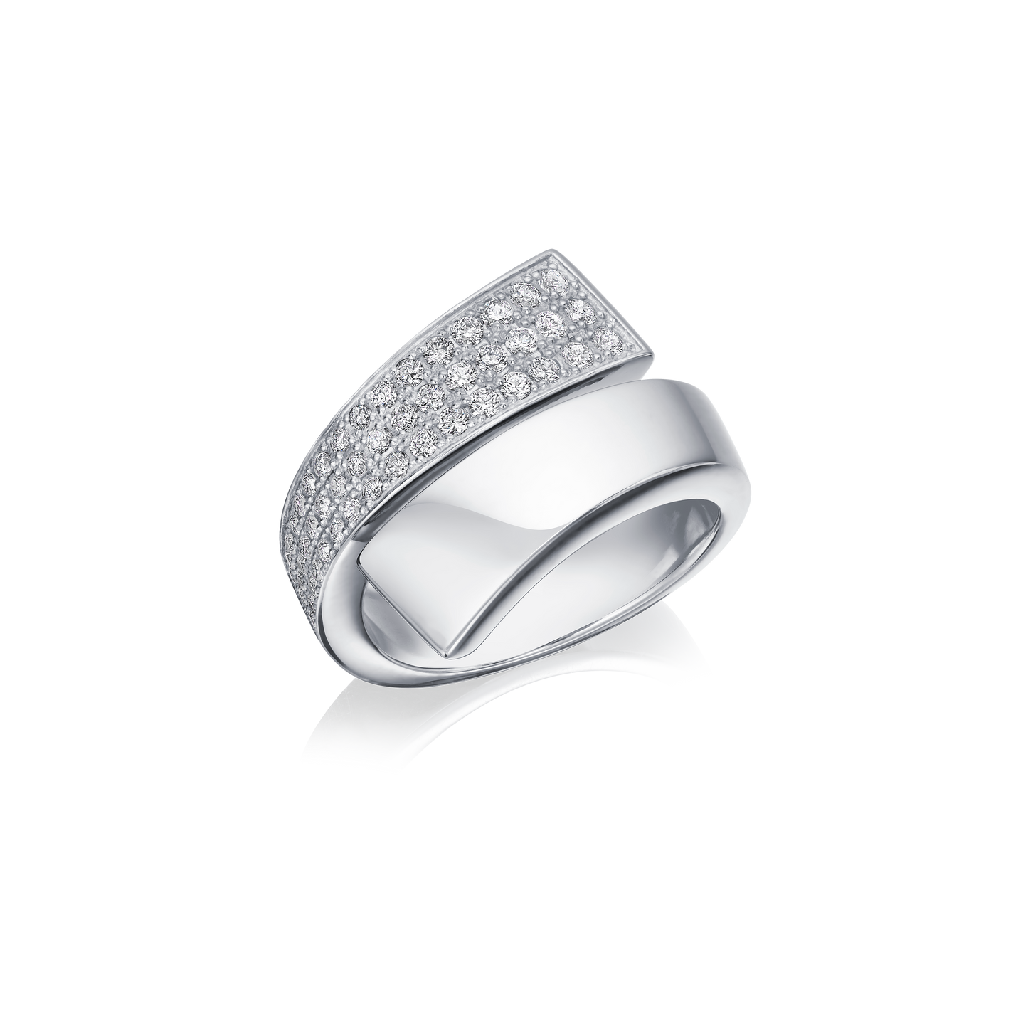 Half Pavé Set Diamond Platinum Infinity Ring