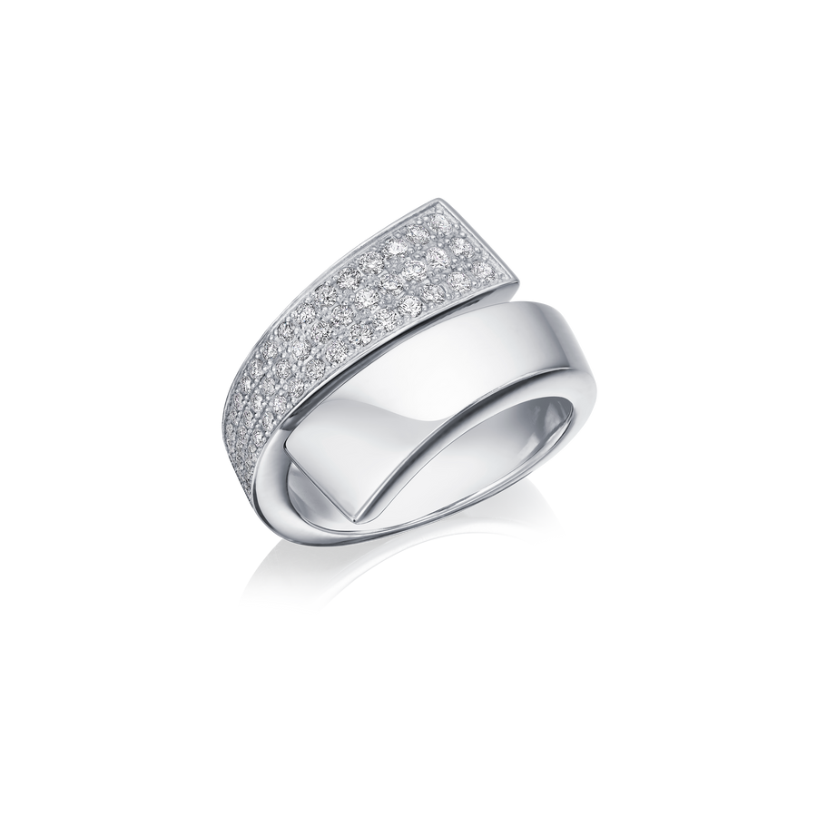 Half Pavé Set Diamond Platinum Infinity Ring