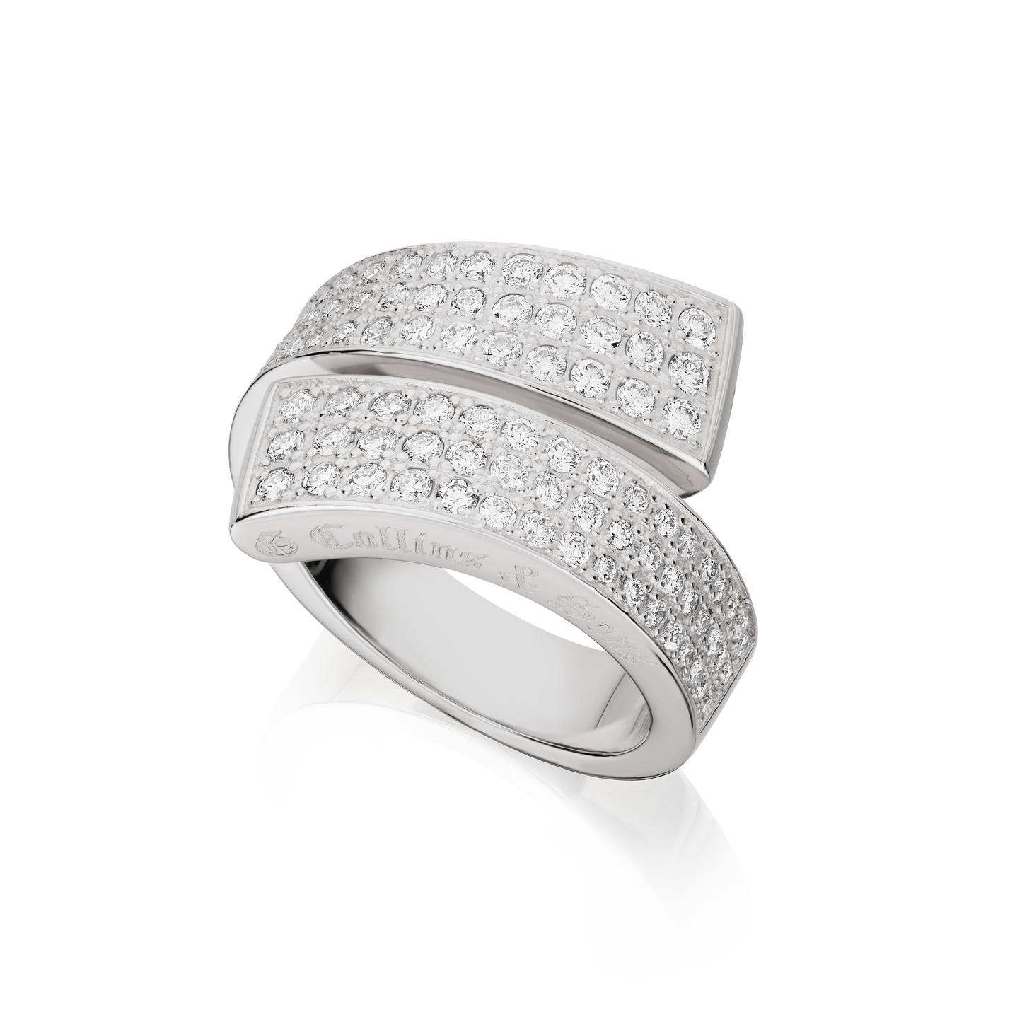 Three Row Pavé Set Diamond Platinum Infinity Ring