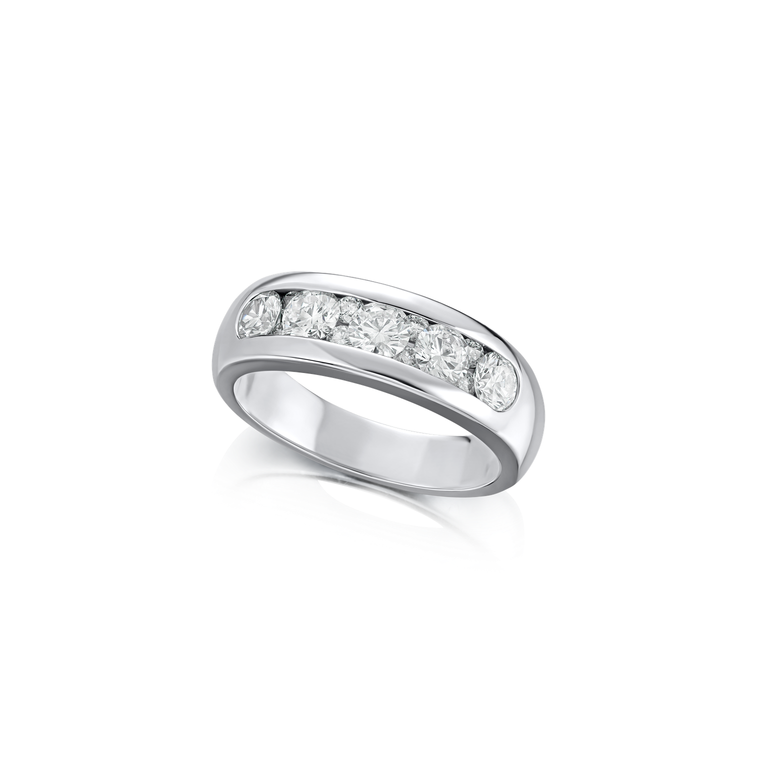 Round Brilliant Cut Diamond 5 Stone Eternity Ring
