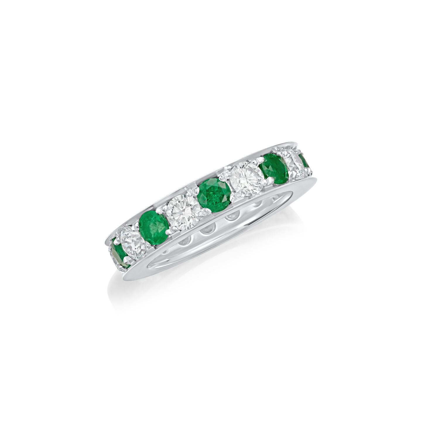 Skyline Platinum Emerald and Diamond Ring