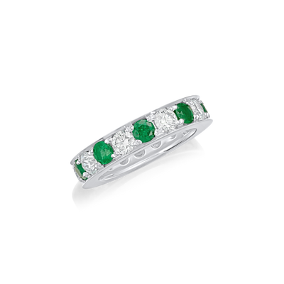 Skyline Platinum Emerald and Diamond Ring