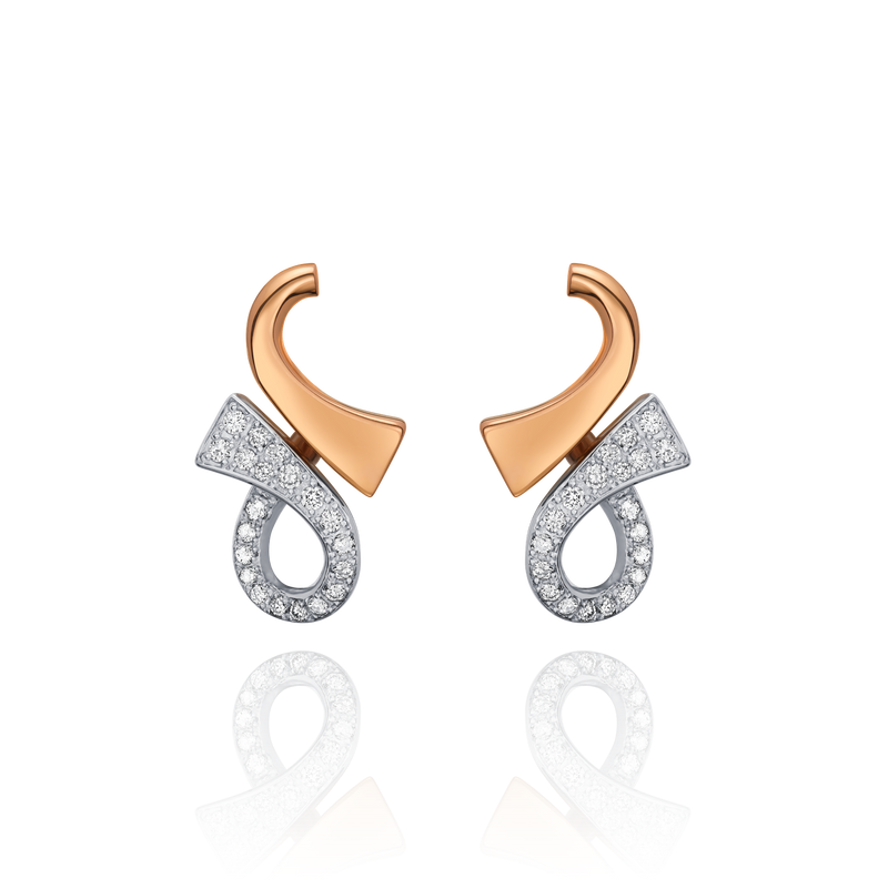 18ct Rose Gold and Diamond Set Infinity Earrings