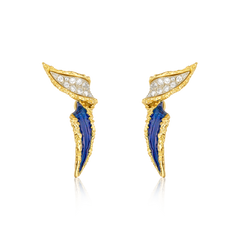 Blue Enamel and Diamond Earrings
