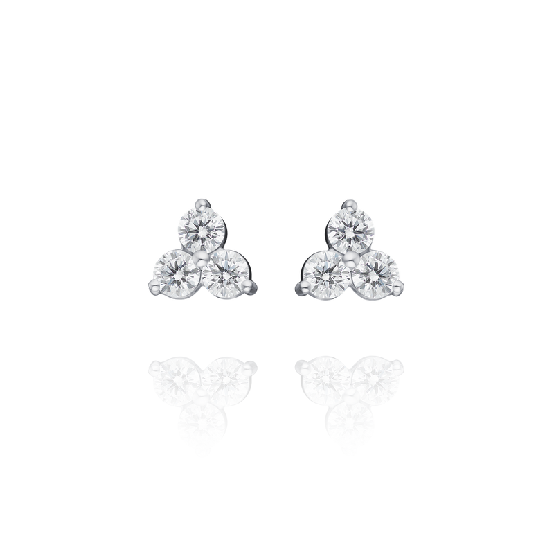 Trefoil 1.30cts Diamond Platinum Earrings