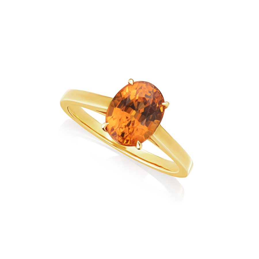 3.25cts Oval Mandarin Garnet 18ct Yellow Gold Ring