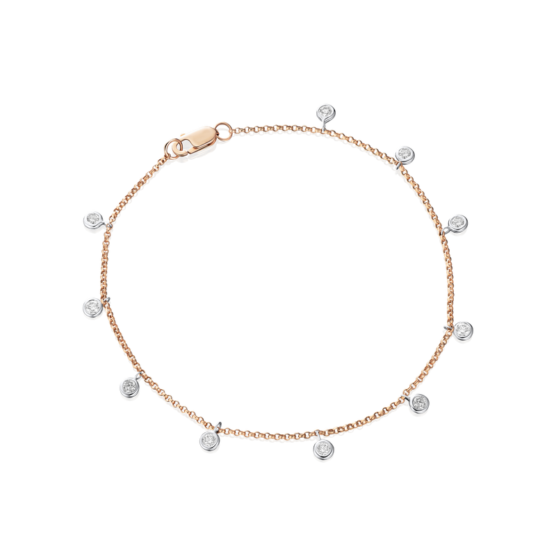 18ct Rose Gold Spectacle Set Diamond Bracelet, 0.38ct diamond.