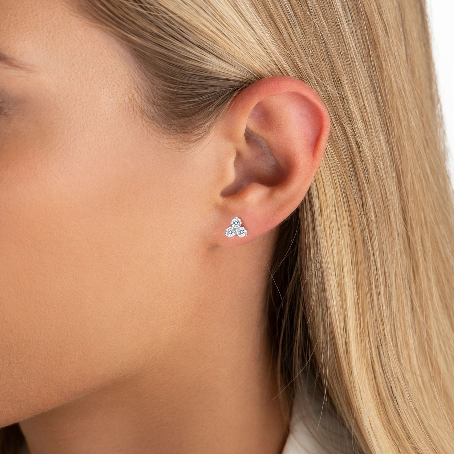 Trefoil 0.90cts Diamond Platinum Earrings