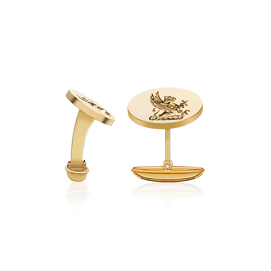 9ct Yellow Gold Seal Engraved Connection Cufflinks