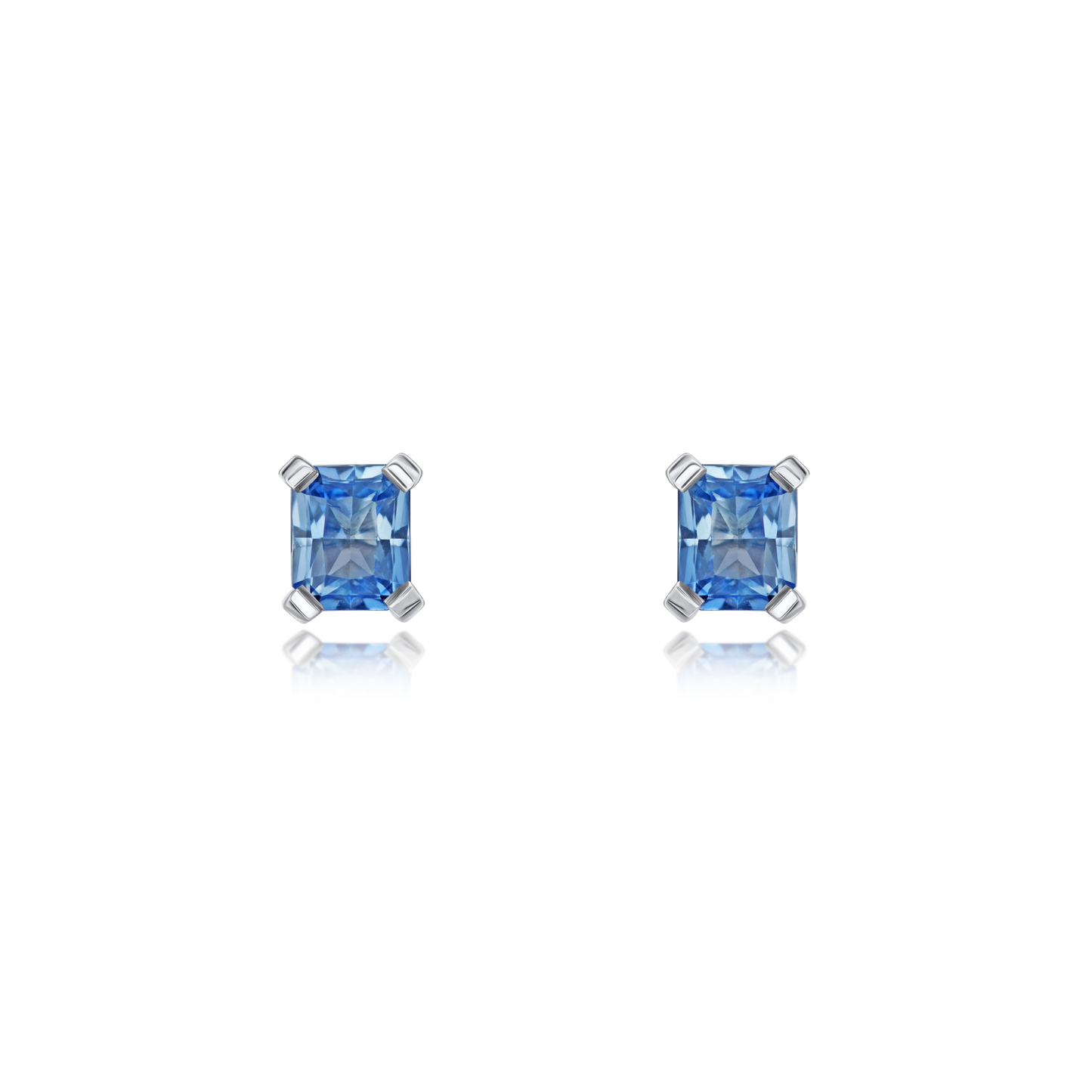 1.11cts Octagon Blue Sapphire Platinum Earrings