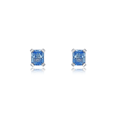 1.11cts Octagon Blue Sapphire Platinum Earrings