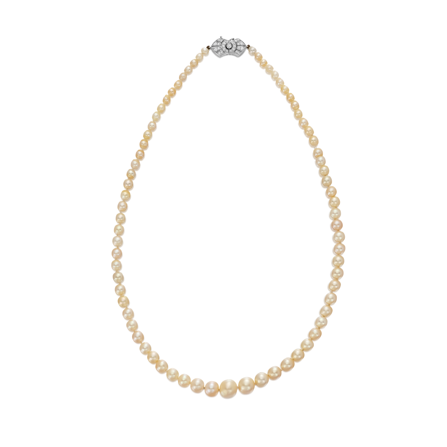 Graduated Single Row Natural Saltwater Pearl Necklace