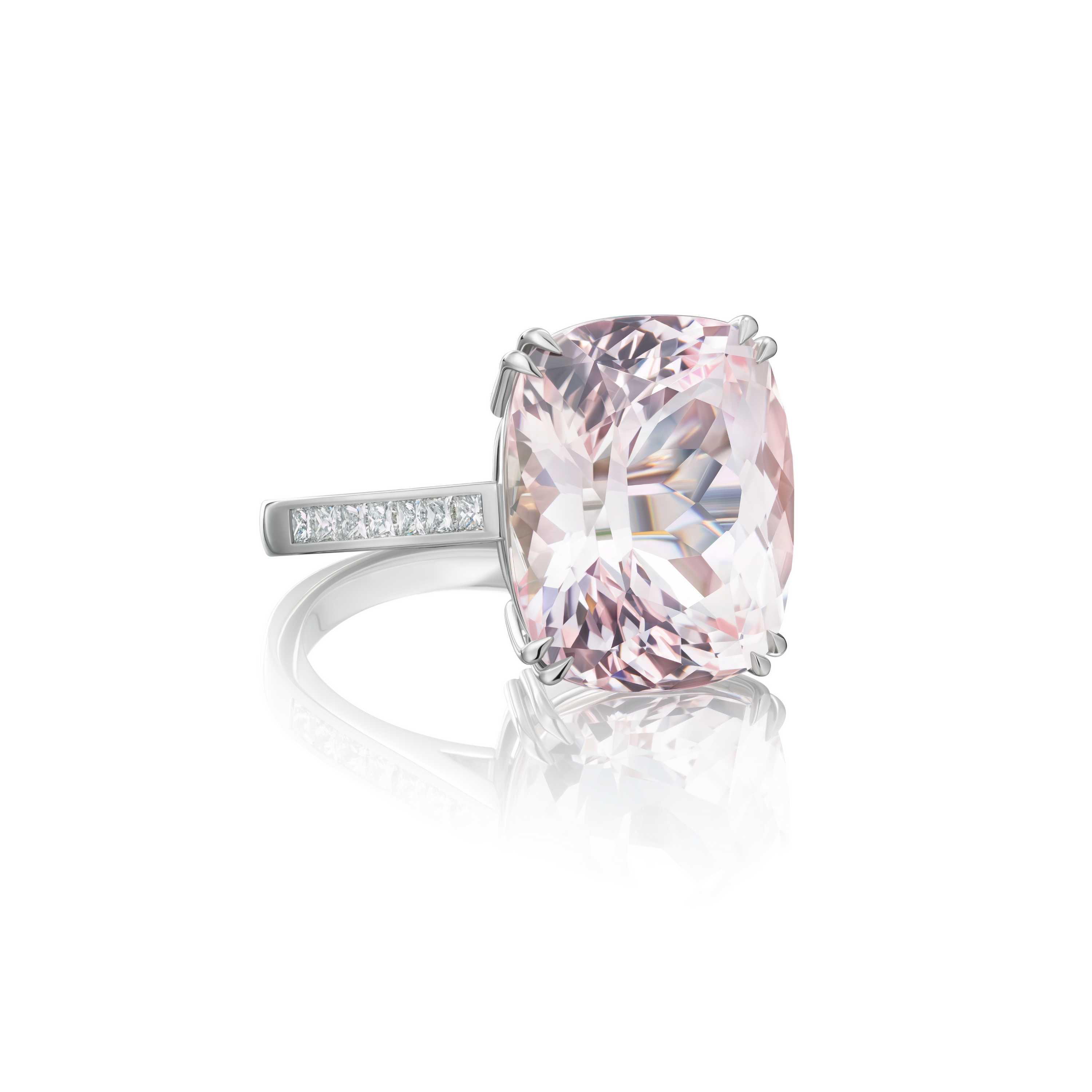 8.79cts Morganite Ring With Diamond Set Shoulders