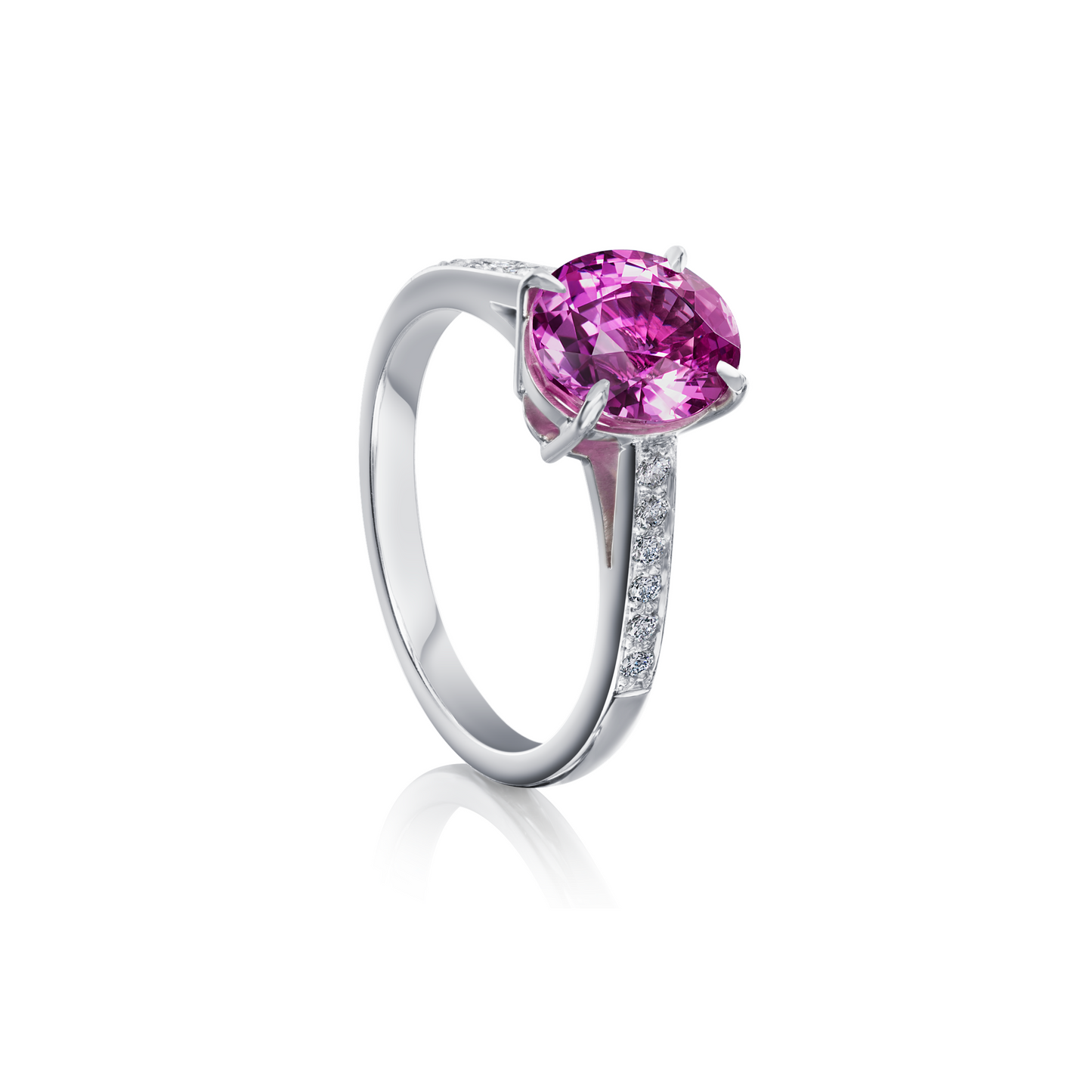 Natural Pink Sapphire And Diamond Ring