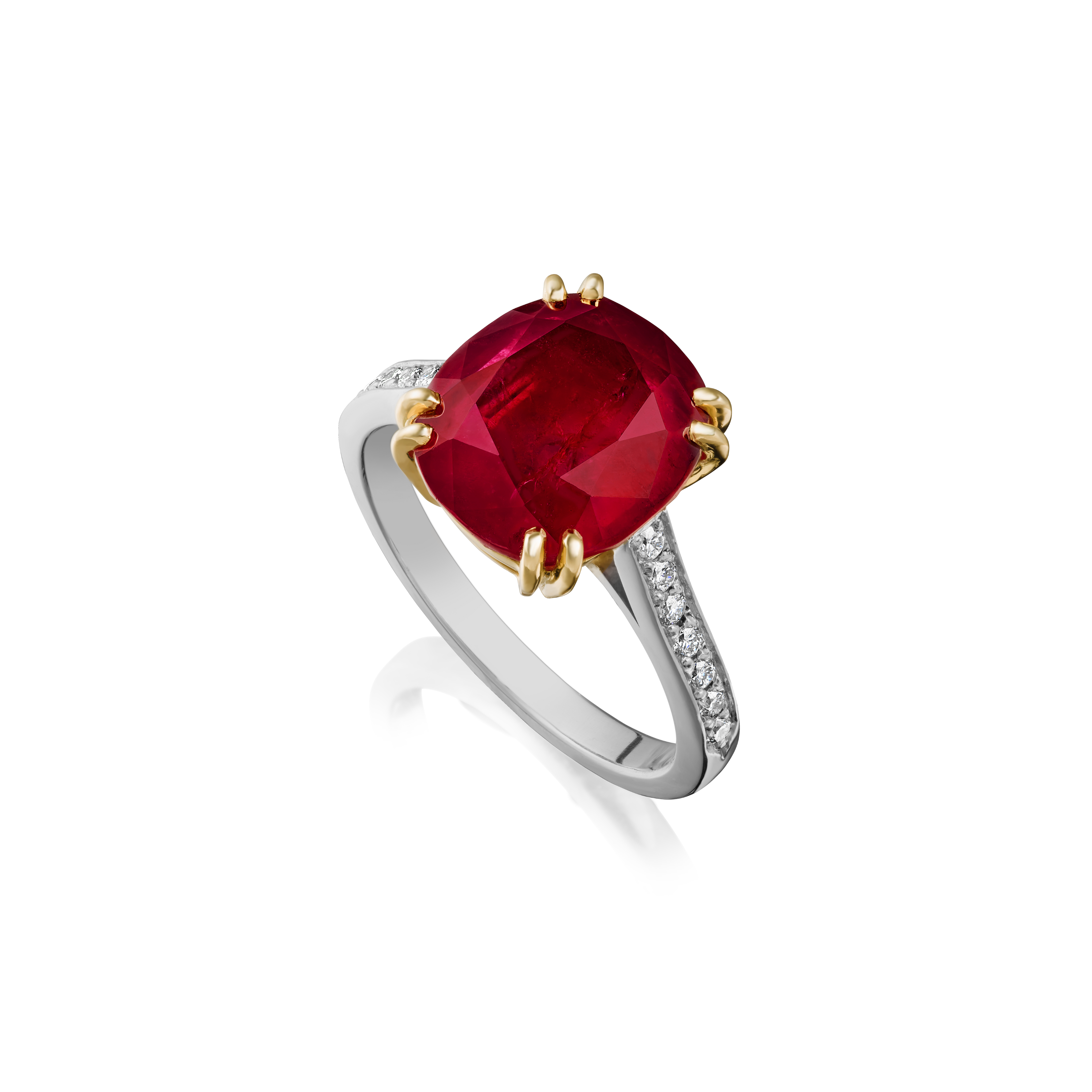 1 carat Kite Natural Ruby Cluster One Of A Kind Ring with Half Diamond Halo