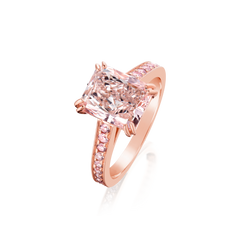 Cut-Cornered Rectangular, Natural, Fancy Pink Diamond Ring
