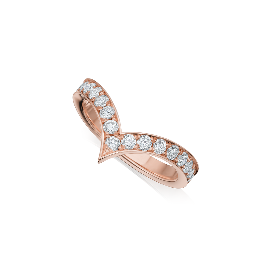 3mm 18ct Rose Gold Wishbone Diamond Ring