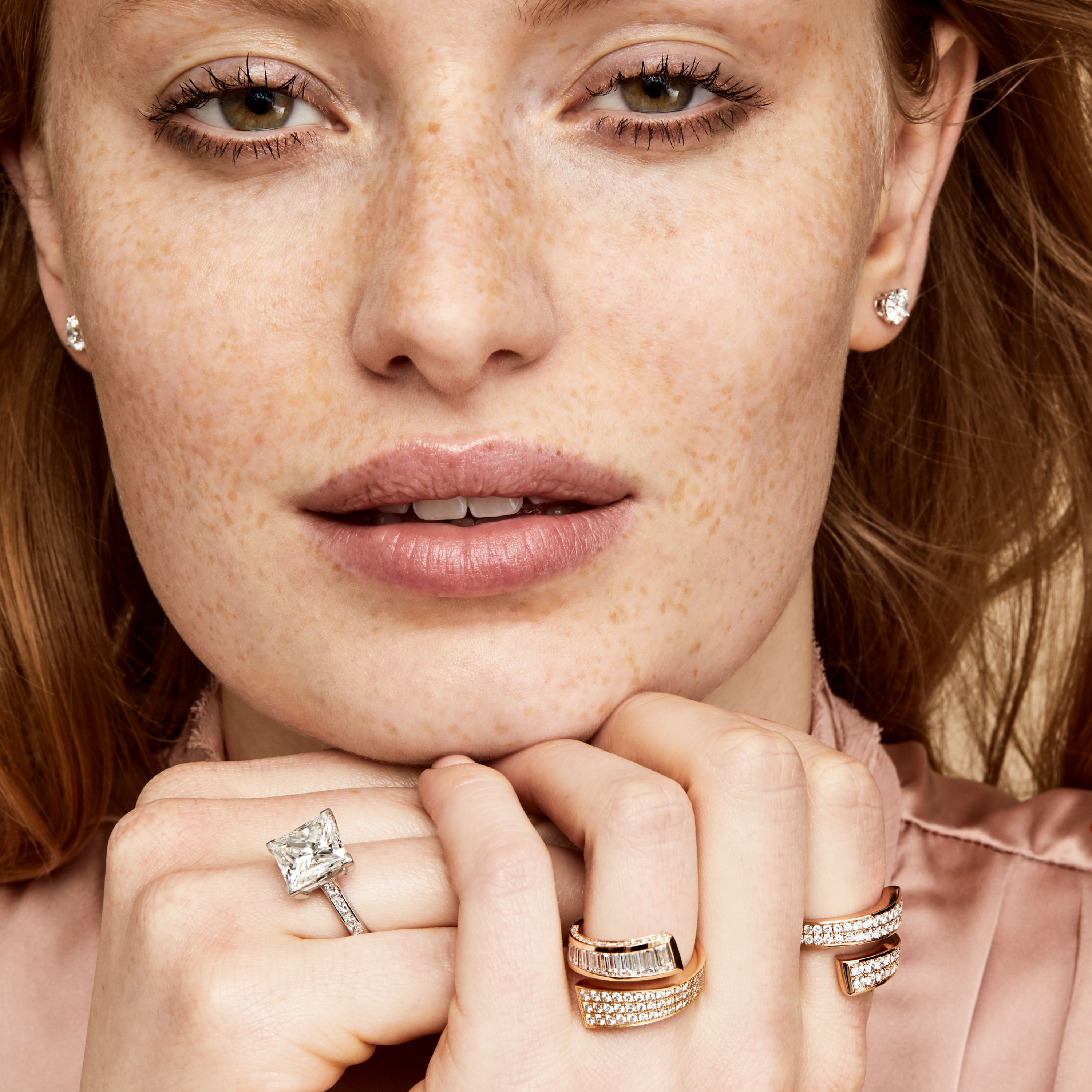 Rose gold infinity hot sale band engagement ring