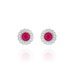 Ruby and Diamond Cluster Earrings