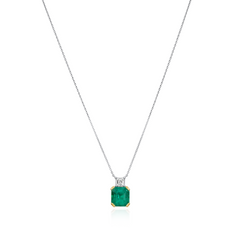 2.21cts Emerald and Diamond Two Stone Pendant