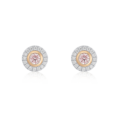 Pink and White Diamond 18ct White and Rose Gold Cluster Earrings