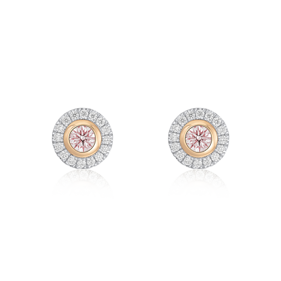 Pink and White Diamond 18ct White and Rose Gold Cluster Earrings