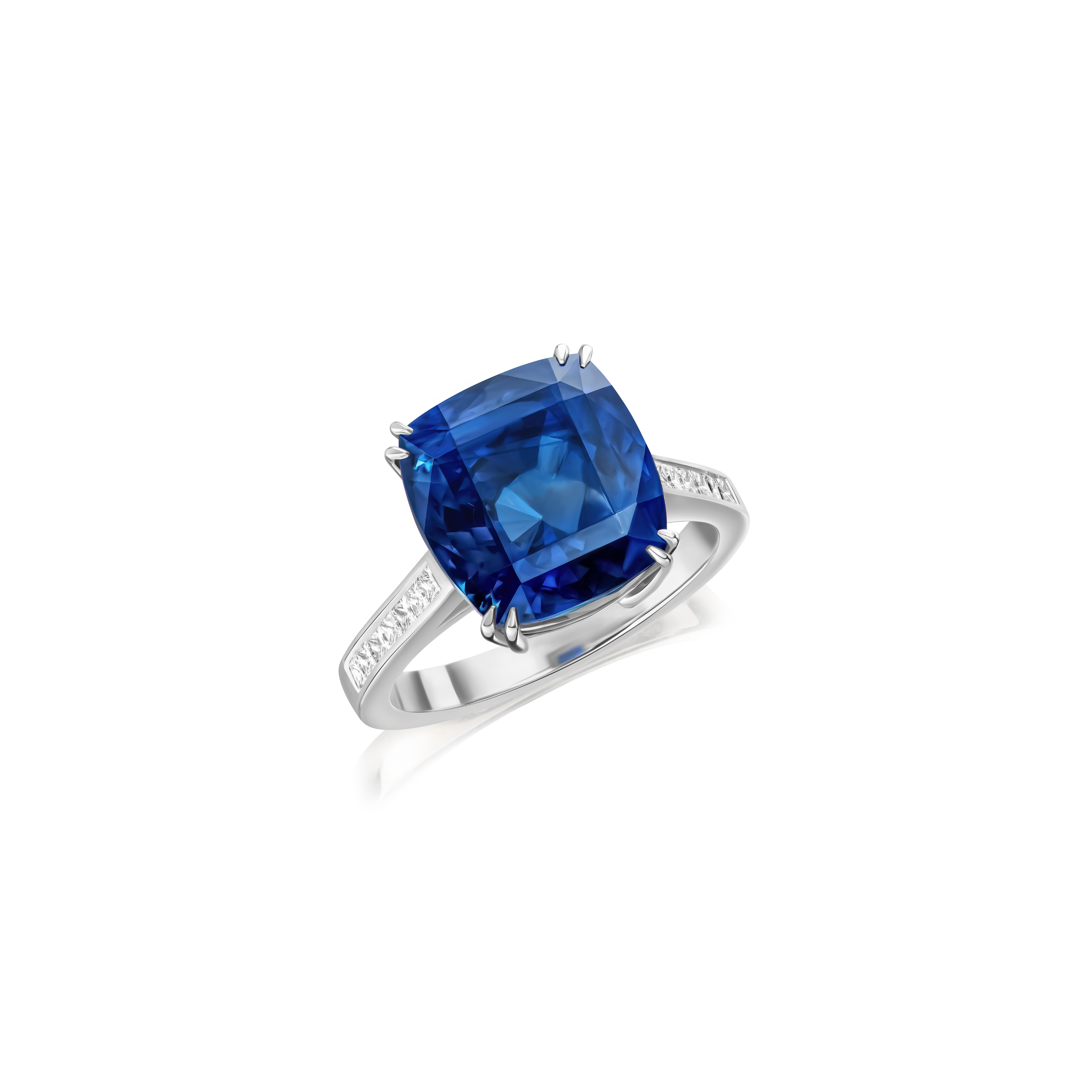 11.92cts Sapphire Ring with Diamond Set Shoulders