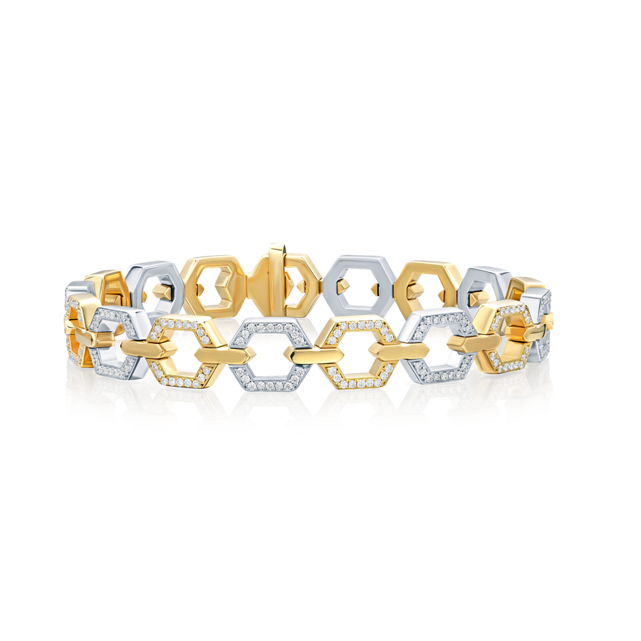 Nectar 18ct Yellow Gold and Platinum Diamond Bracelet