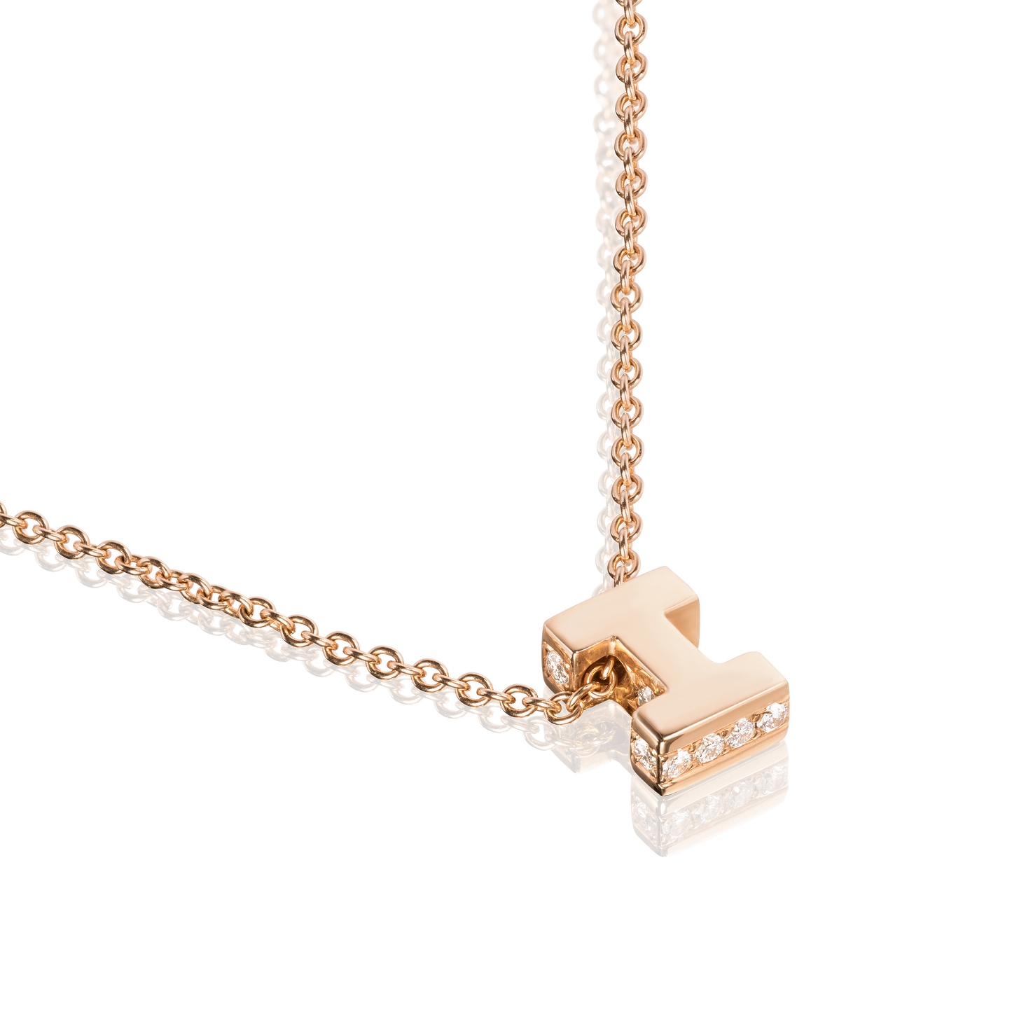 18ct Rose Gold Initial Pendant with Diamond Set Accents