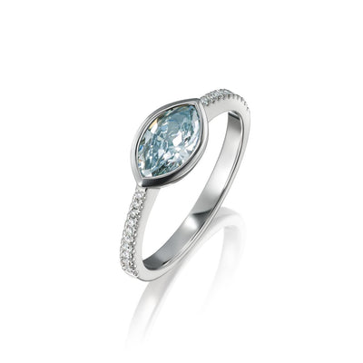 Natural Blue Oval Diamond Ring