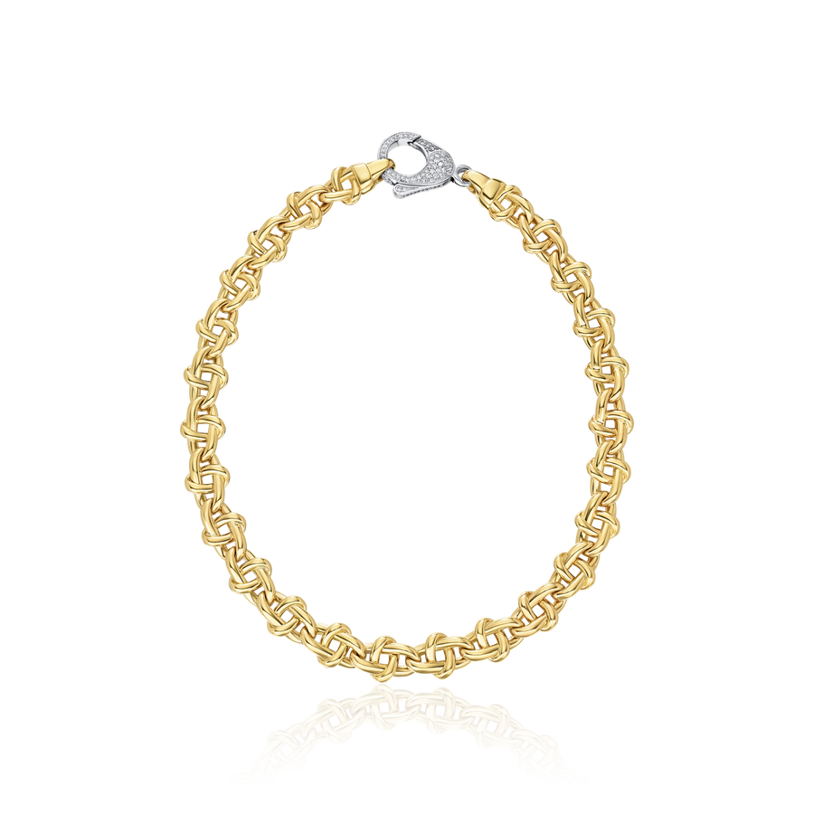 Infinity 18ct Yellow Gold Diamond Clasp Necklace