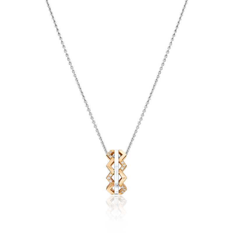 Nectar Platinum and 18ct Rose Gold Diamond Set Pendant
