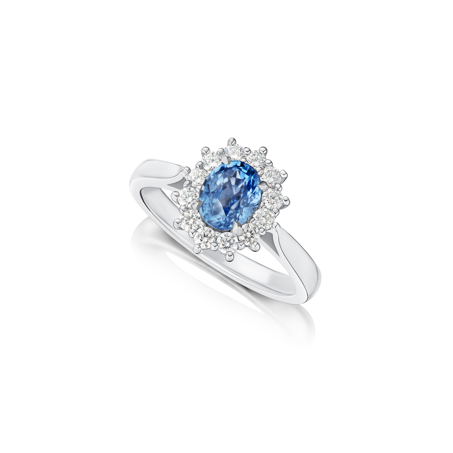 1.32cts Sapphire and Diamond Cluster Ring