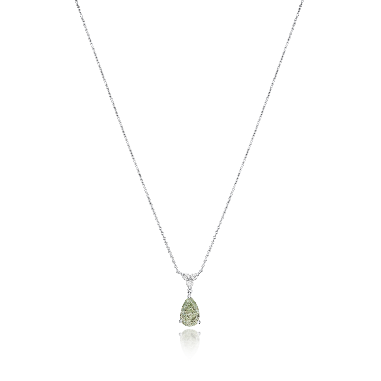 1.01cts Green and White Diamond Drop Pendant