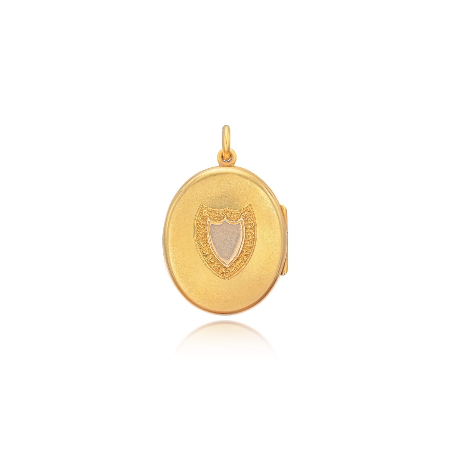 Gold Oval Locket with Sheild Emblem