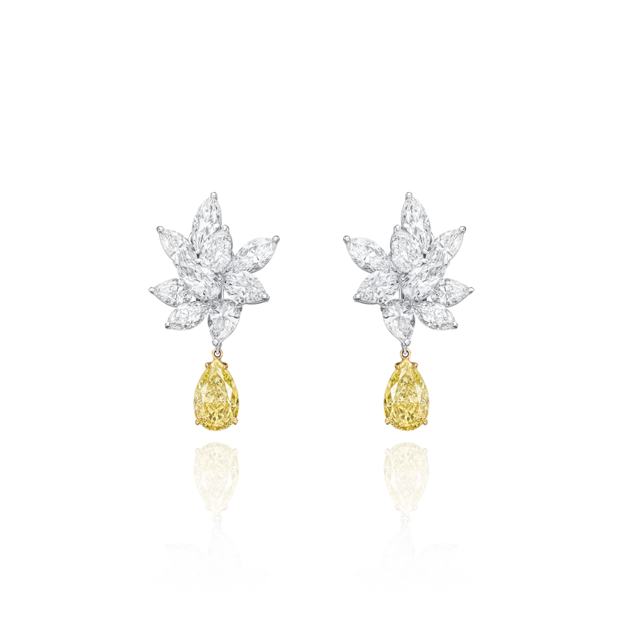 15.92cts Marquise and Pear Shape Diamond Cluster Earrings